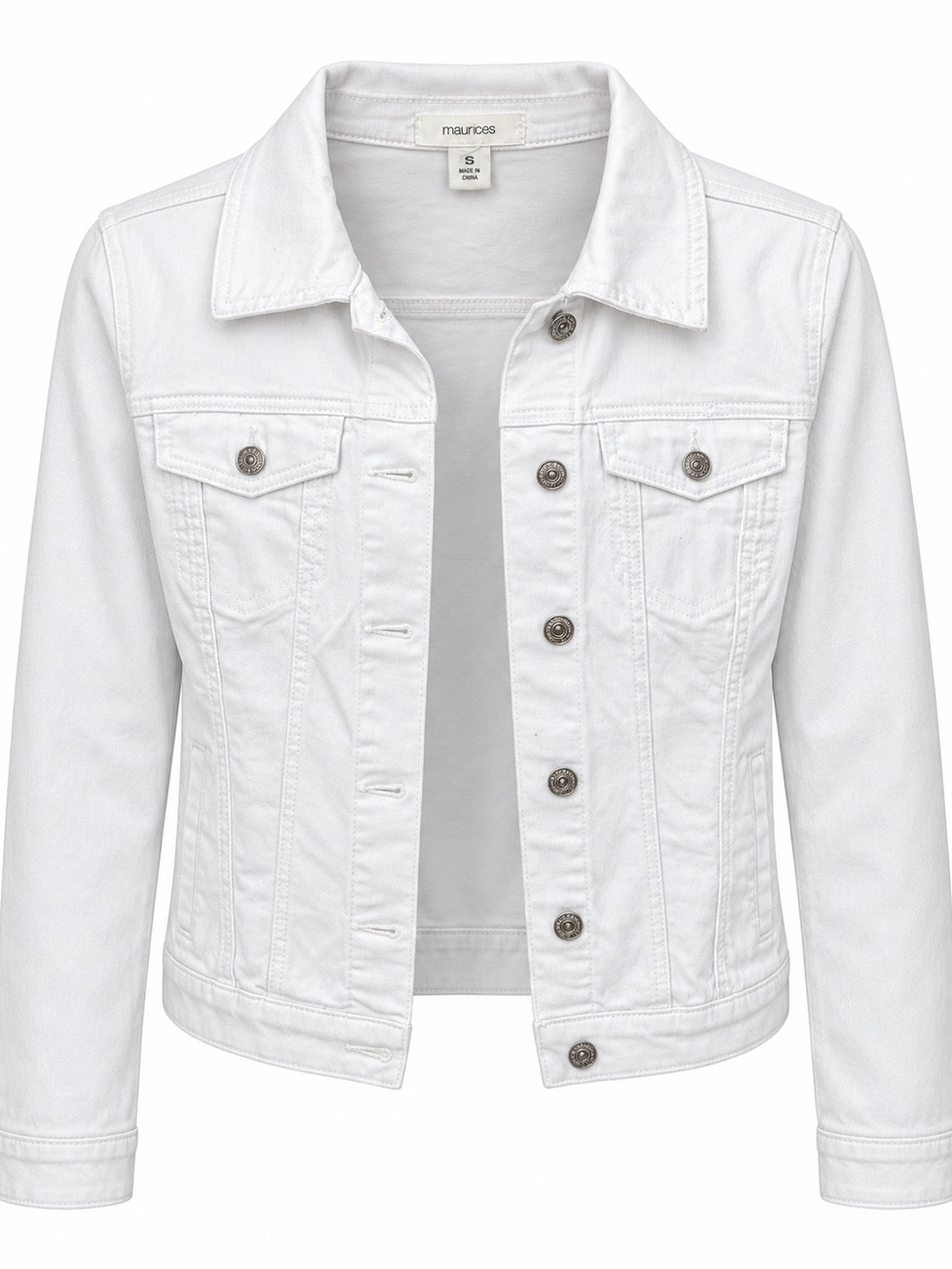 Maurices White Women's Denim Jacket - Classic Button-Front S